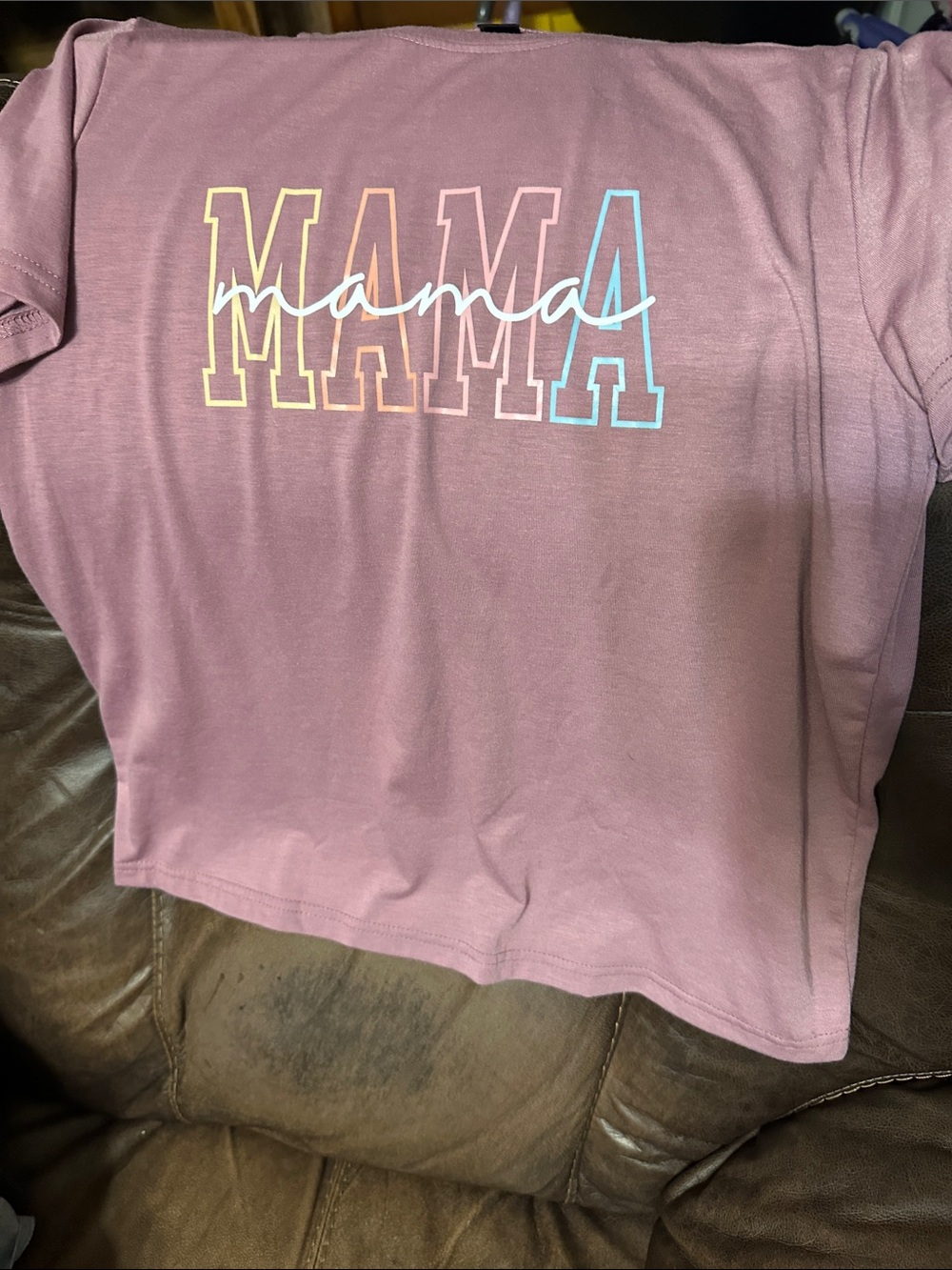 SHEIN Dusty Rose Pink 'MAMA' Graphic Short Sleeve Tee